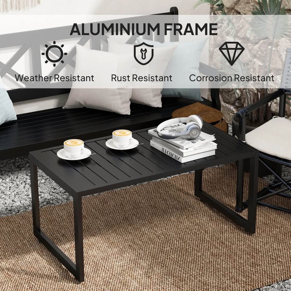 Coffee Table with Slatted Tabletop, Black #2168 - photo 2