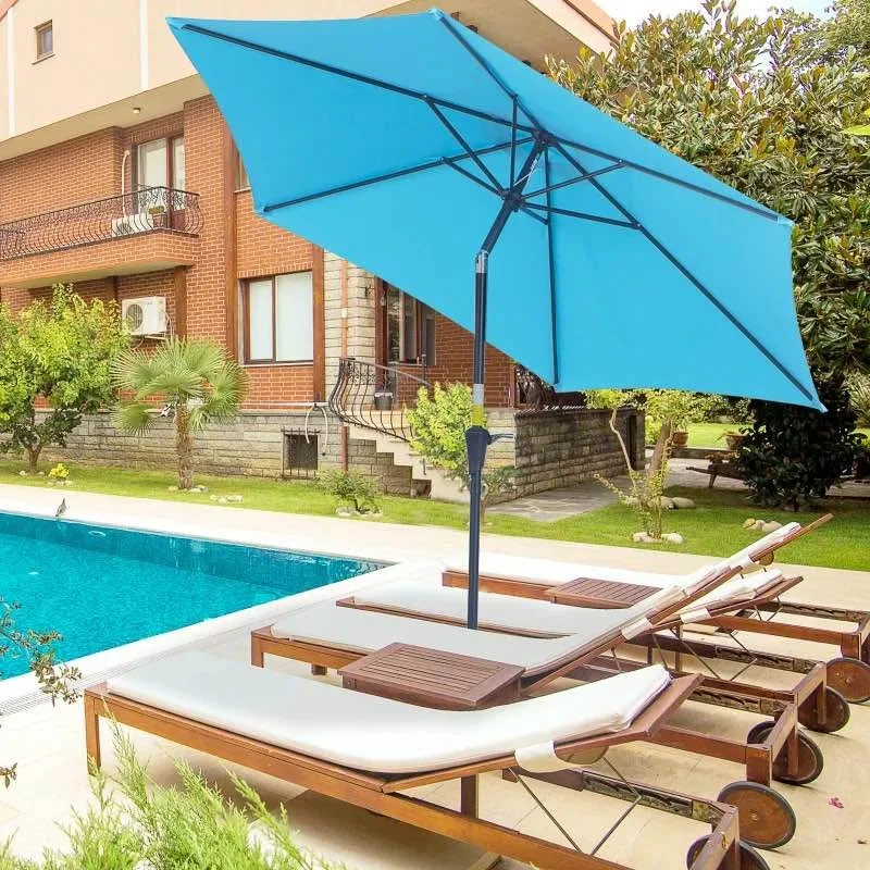 8.5' Round Aluminum Patio Umbrella Garden Parasol image indicator(2)