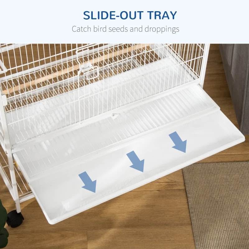 52" Large Rolling Steel Bird Cage with Stand & Shelf - photo 2