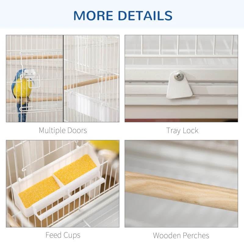 52" Large Rolling Steel Bird Cage with Stand & Shelf - photo 3