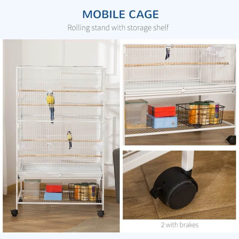 52" Large Rolling Steel Bird Cage with Stand & Shelf - photo 4