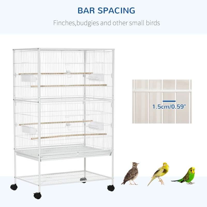 52" Large Rolling Steel Bird Cage with Stand & Shelf - photo 5