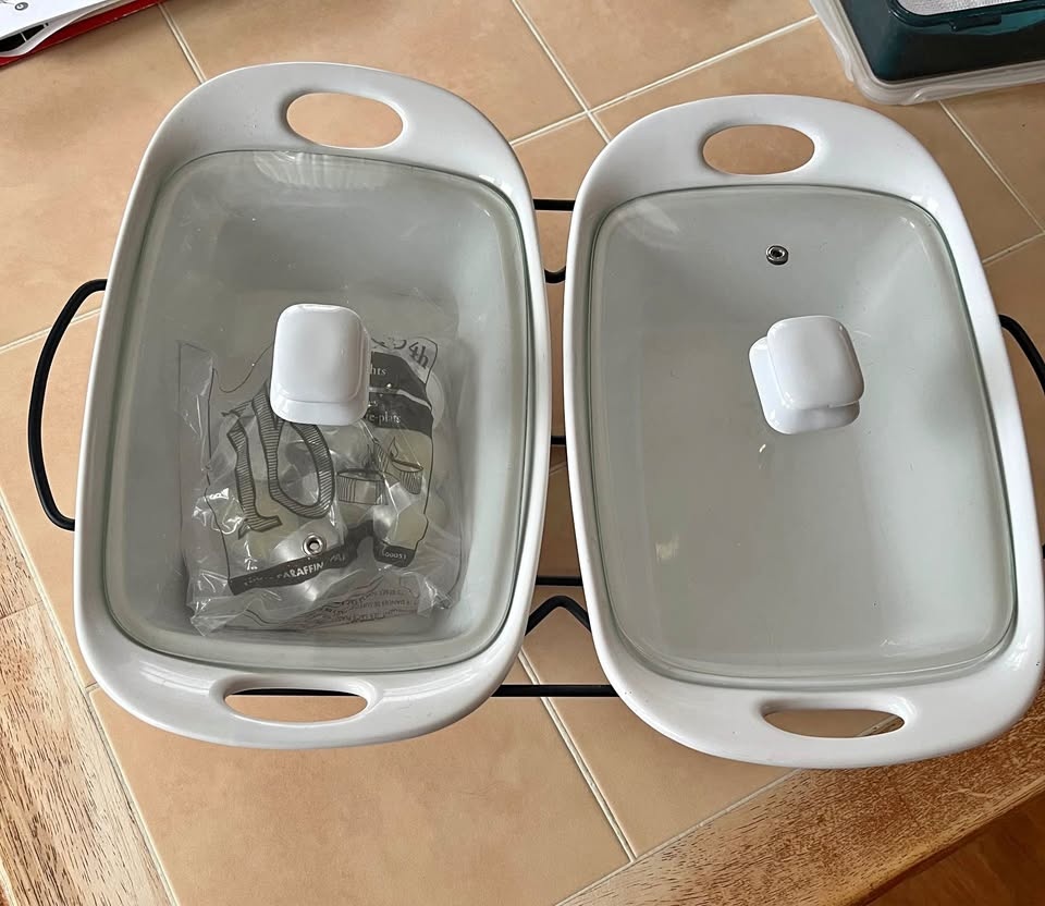 Double Ceramic Food Warming Set – Used Once