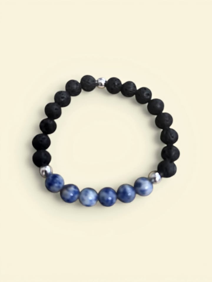Whispers of Serenity: Sodalite & Lava Diffuser Bracelet
