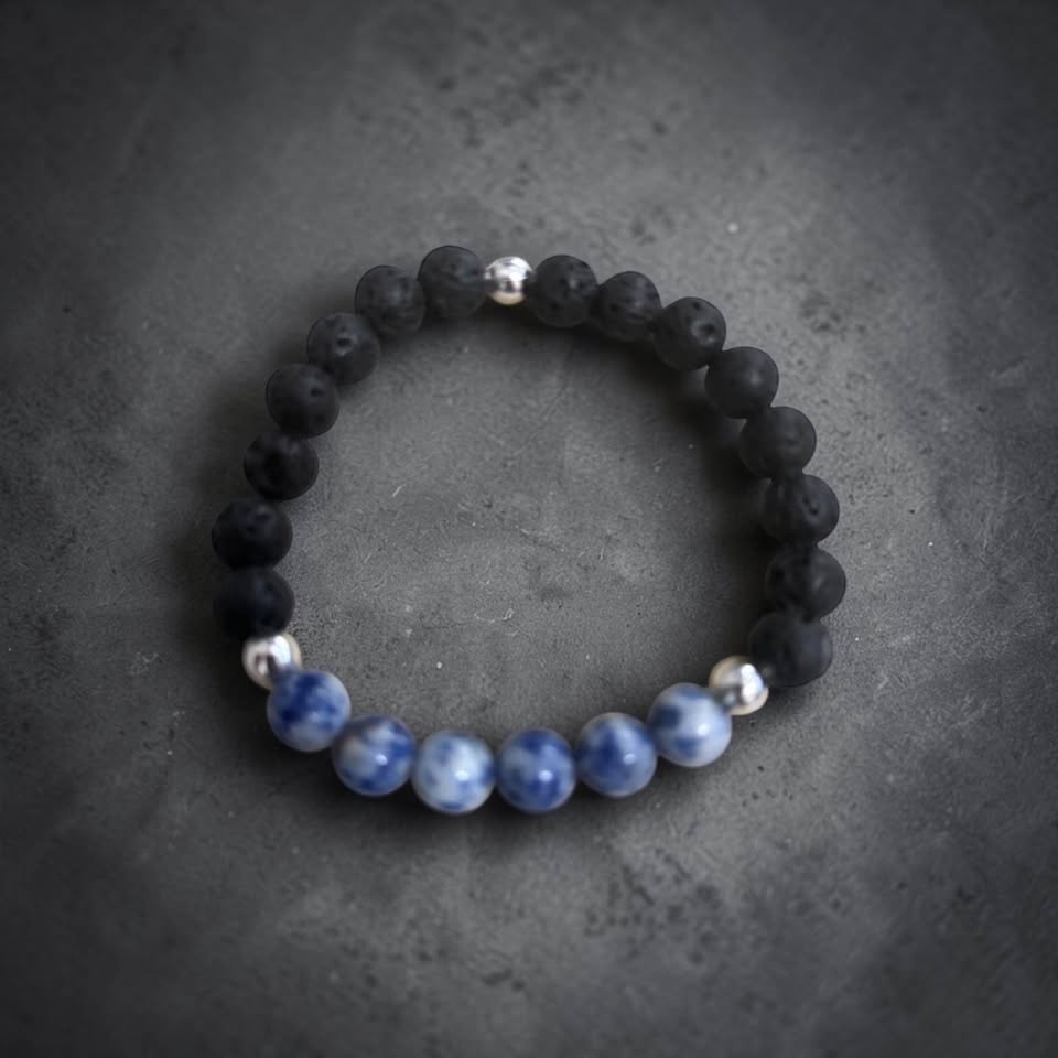 Whispers of Serenity: Sodalite & Lava Diffuser Bracelet - photo 2