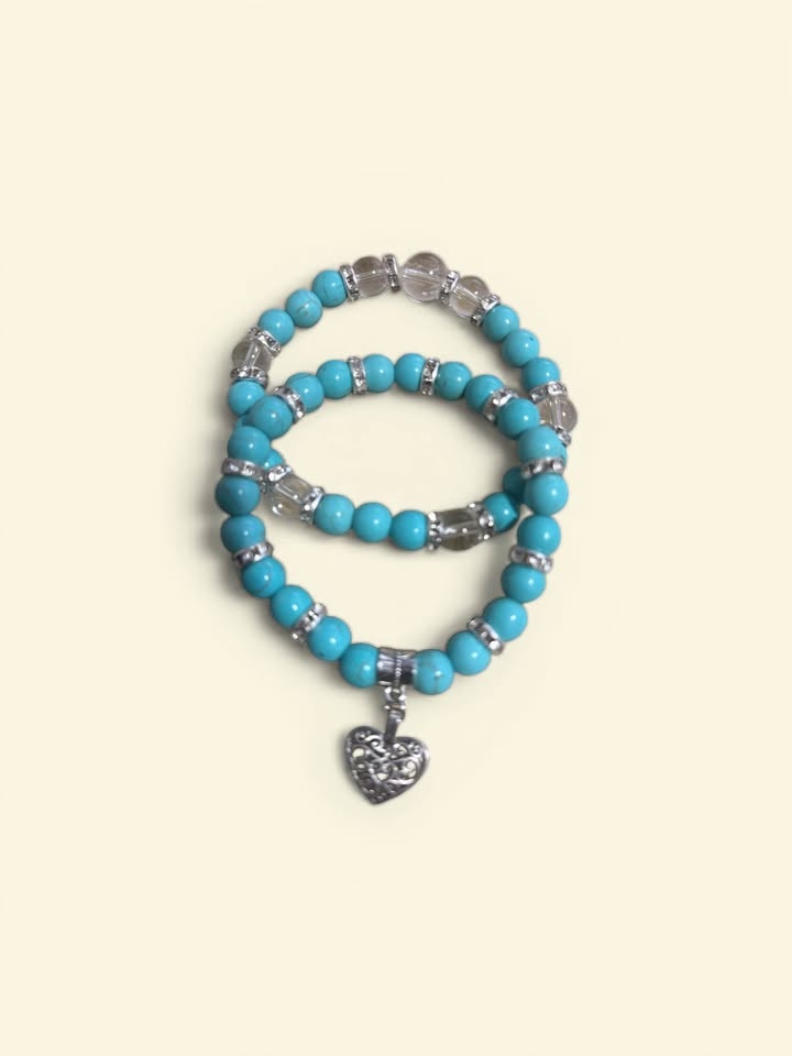 Turquoise Tranquility Heart Bracelet Set