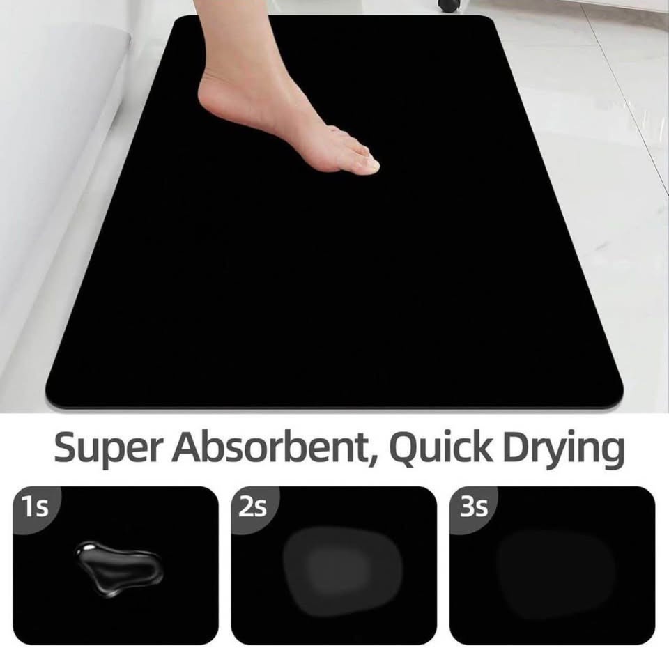 Black Diatomaceous Earth Bath Mat - Quick Dry - photo 2