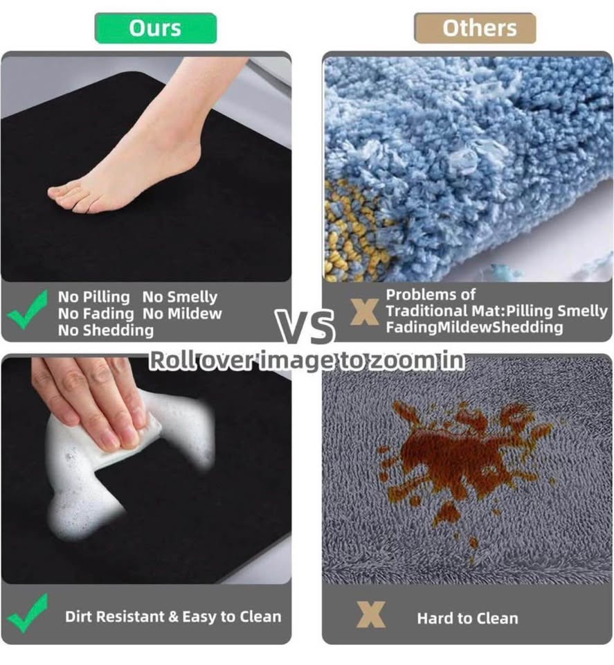 Black Diatomaceous Earth Bath Mat - Quick Dry - photo 3