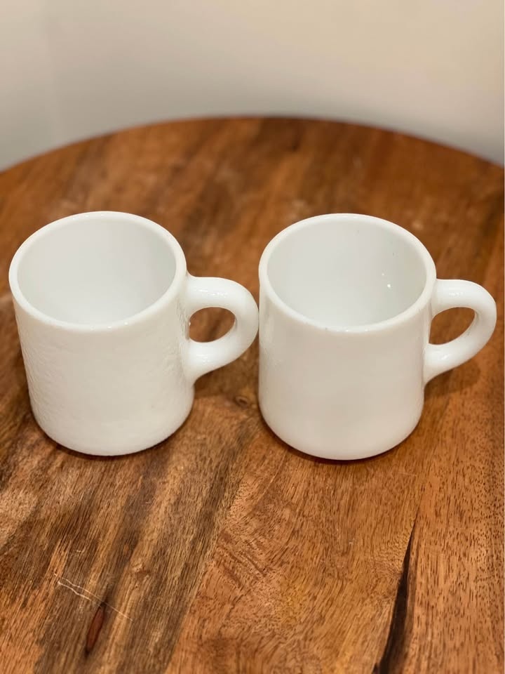 Vintage Hazel Atlas Milk Glass Mugs - Orange Peel Texture - photo 2