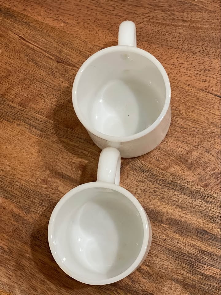 Vintage Hazel Atlas Milk Glass Mugs - Orange Peel Texture - photo 3