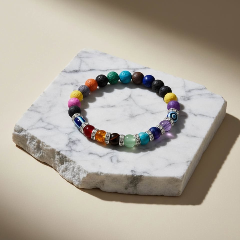 Chakra‑Style Gemstone Diffuser Bracelet - photo 2
