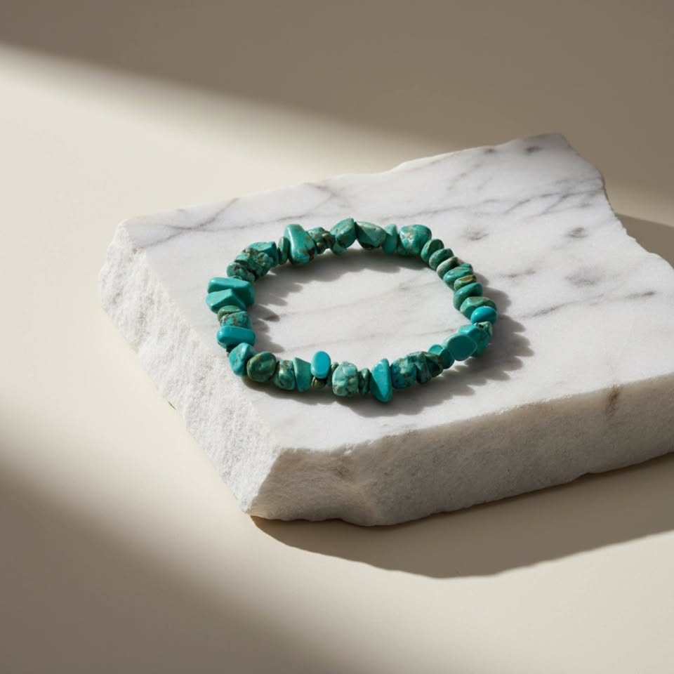 Turquoise Chip Stone Bracelet - Natural, Handcrafted - photo 2