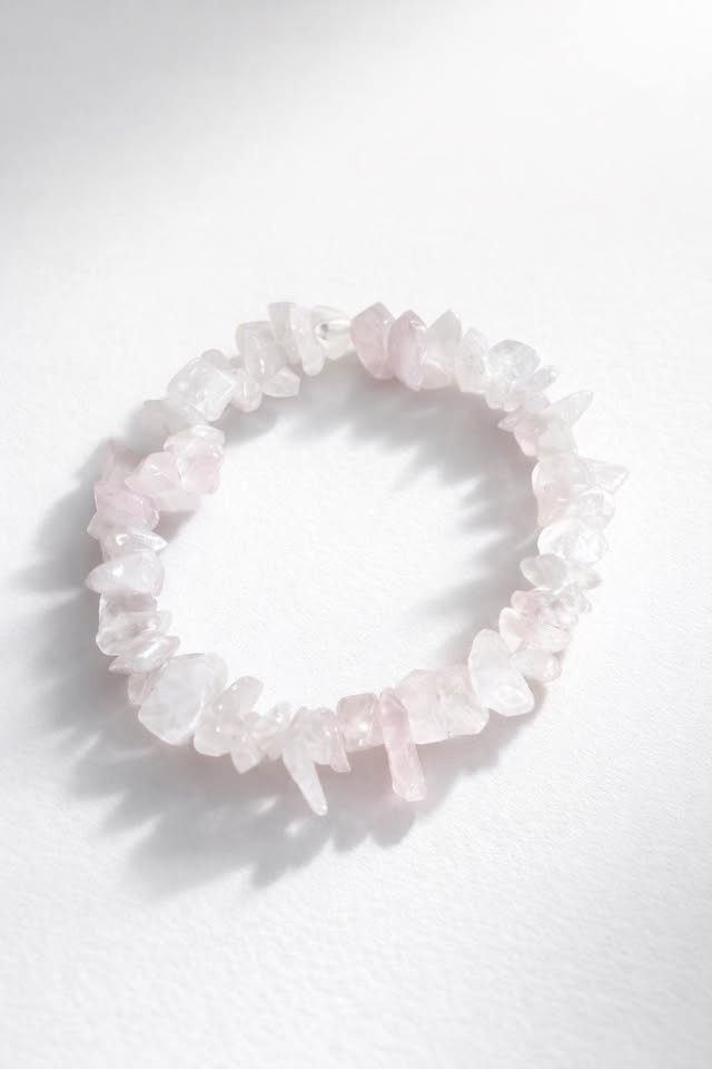 Rose Quartz Natural Chip Bracelet – Love & Calm Energy