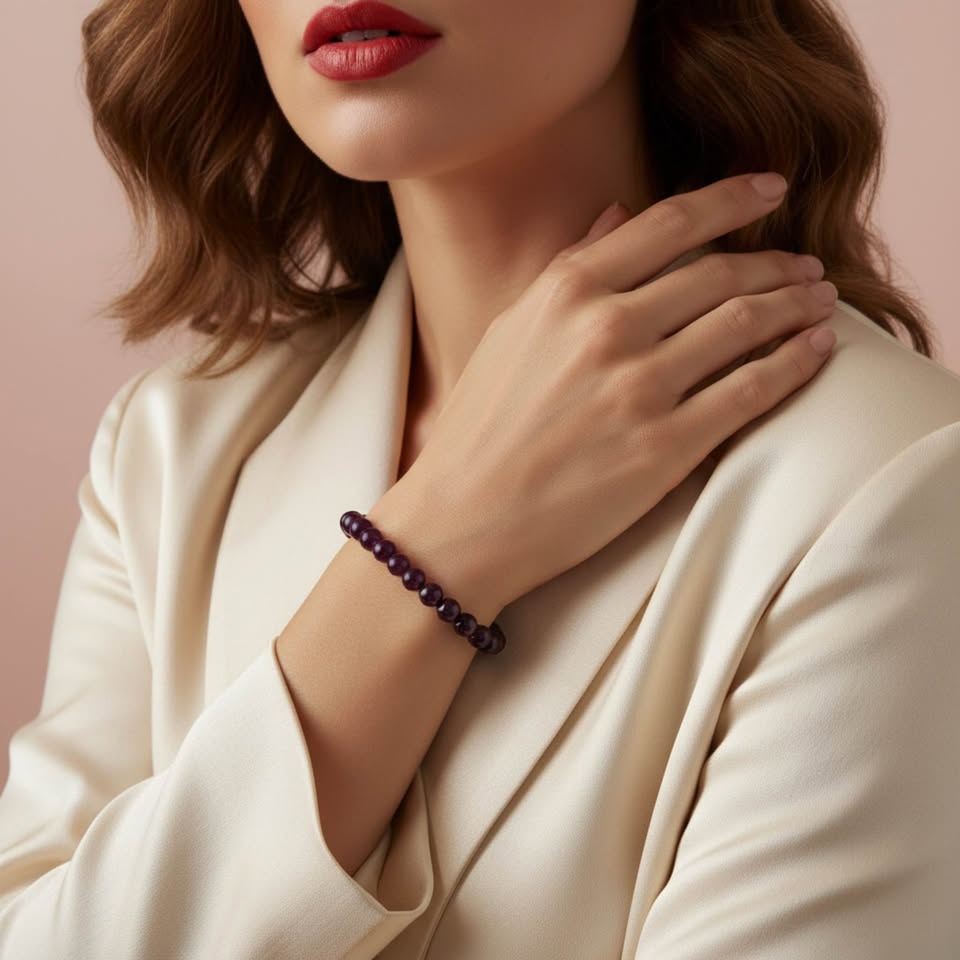 Purple Gemstone Bead Bracelet – Elegant, Smooth & Everyday Ready - photo 3