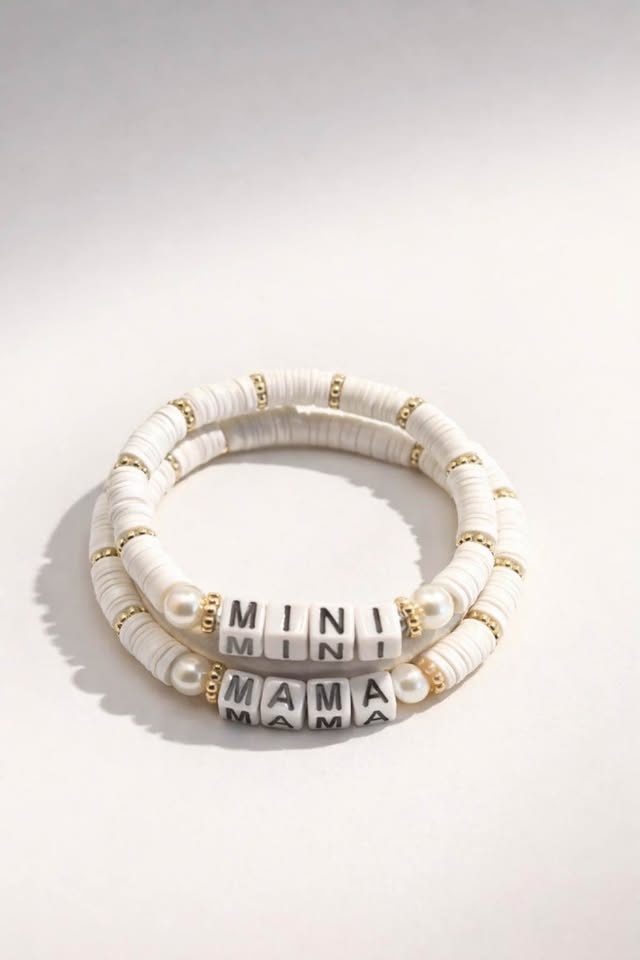 Mama & Mini Clay Bead Bracelet Set – Customizable - photo 3