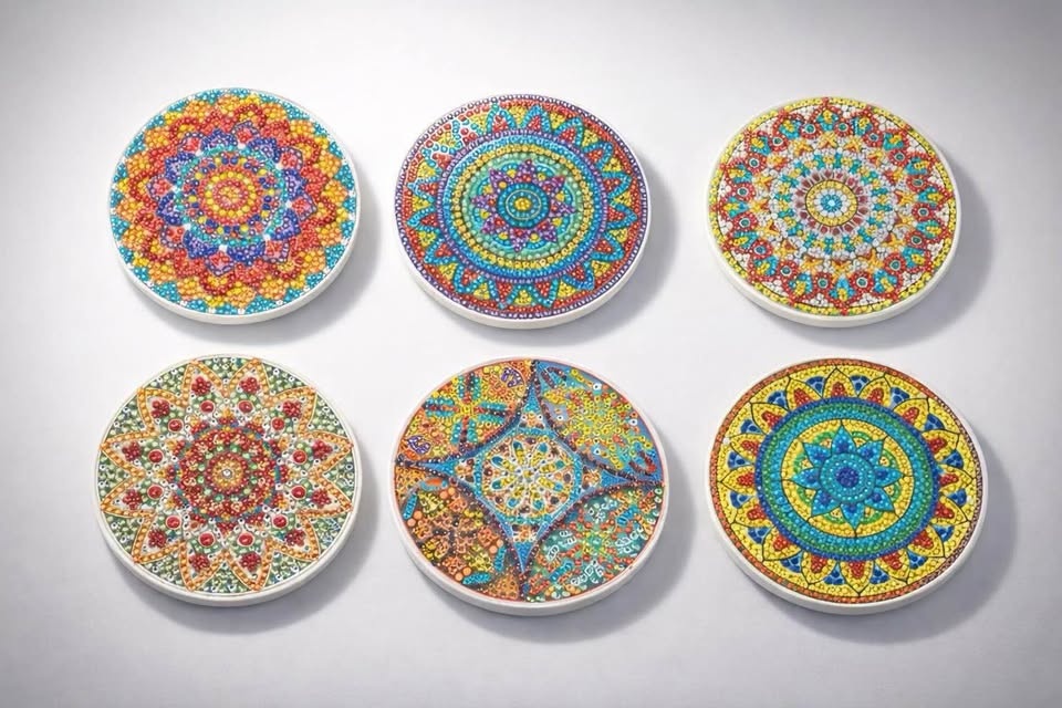 Vibrant Mandala Rhinestone Coaster – Handcrafted Sparkle for You - photo 3