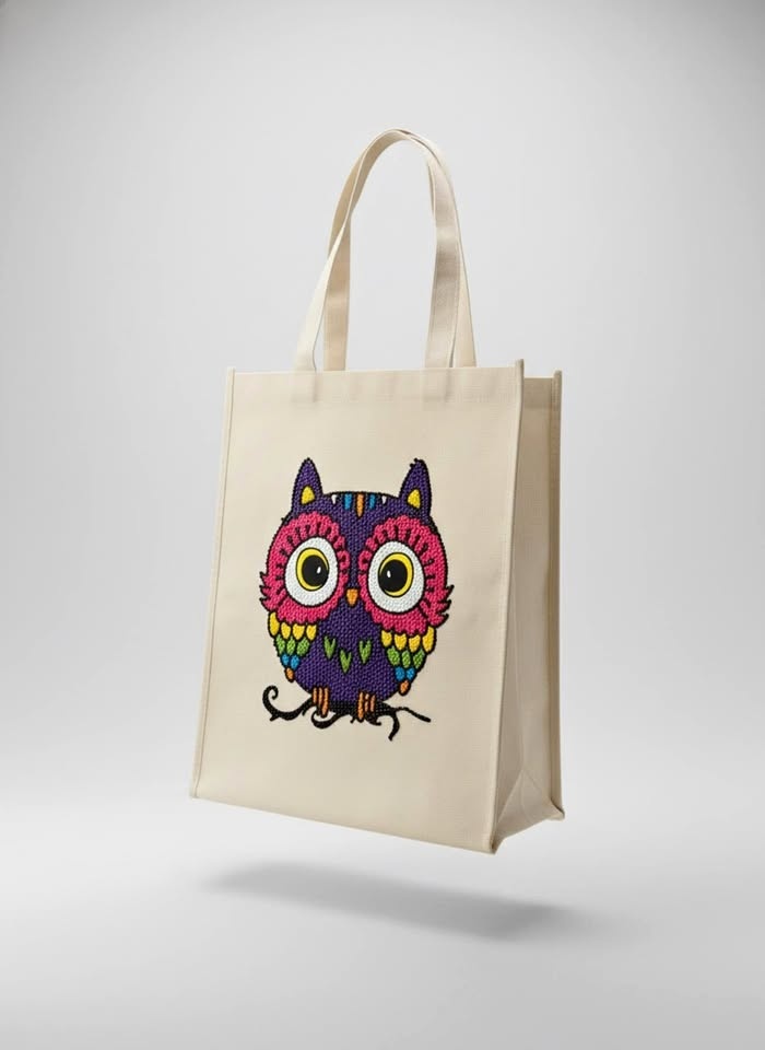 Sparkle Glitter Owl Tote Bag