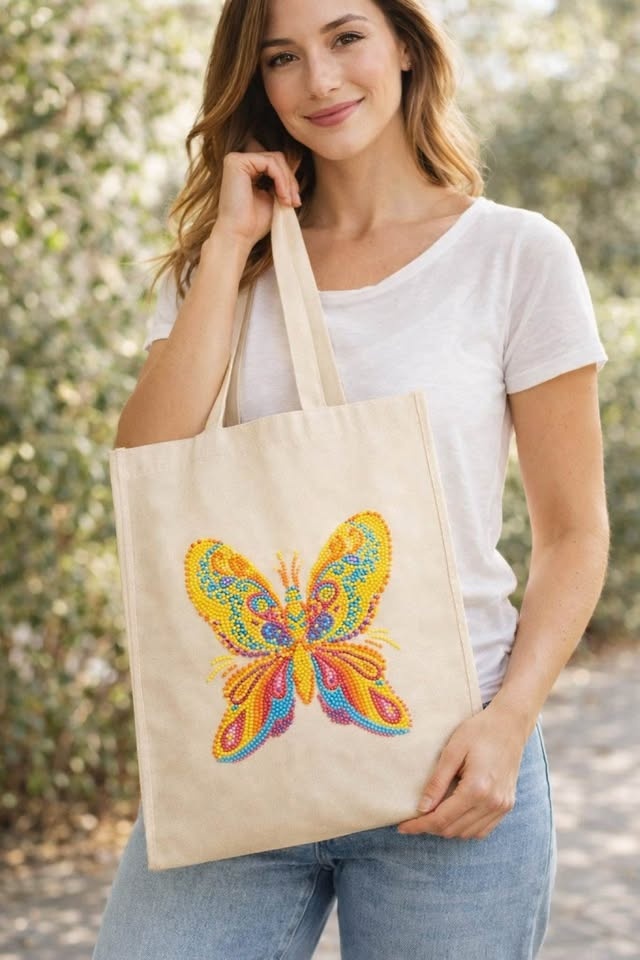 Hand‑Embellished Luxe Gem‑Art Butterfly Tote - photo 2