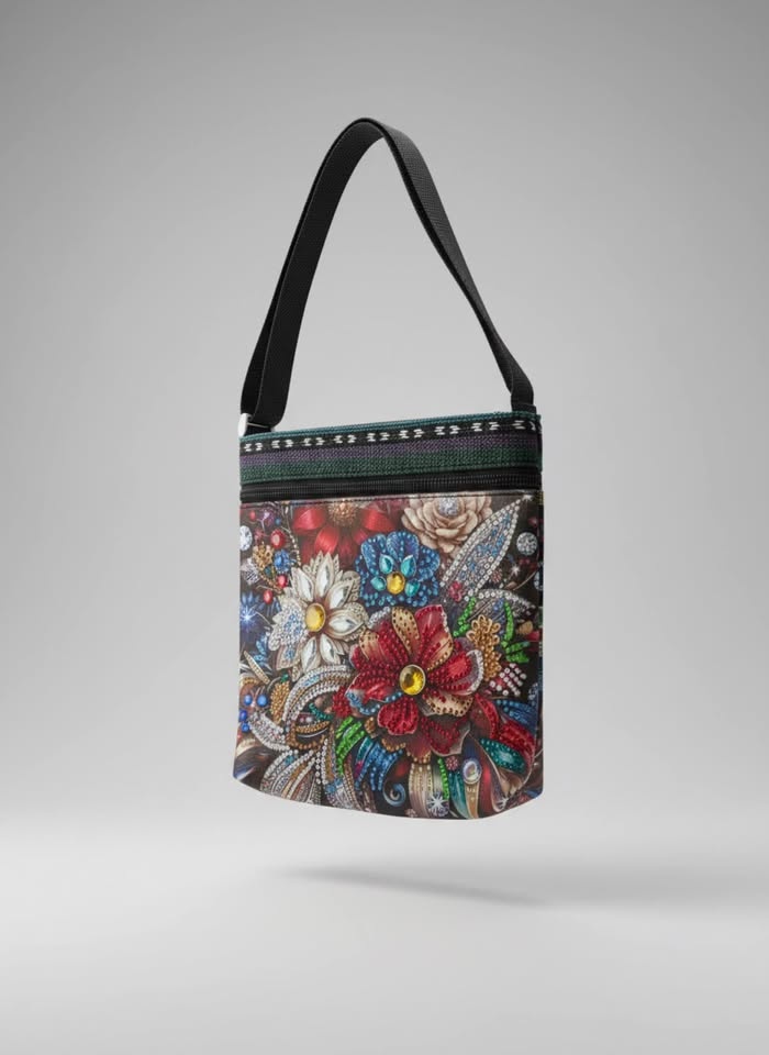 Hand-Embellished Floral Crossbody Bag - photo 2