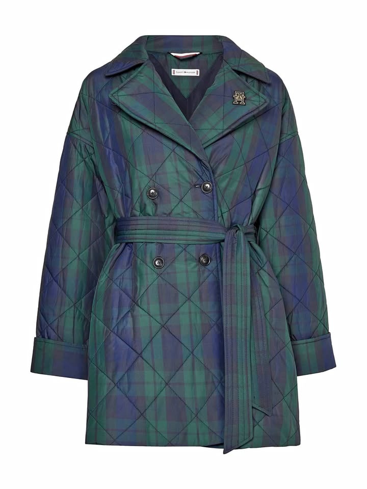 Tommy Hilfiger Check Quilted Coat - Like New, Size L