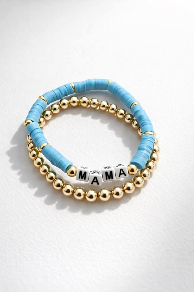 ✨ Custom “MAMA” Clay Bead Bracelet Set