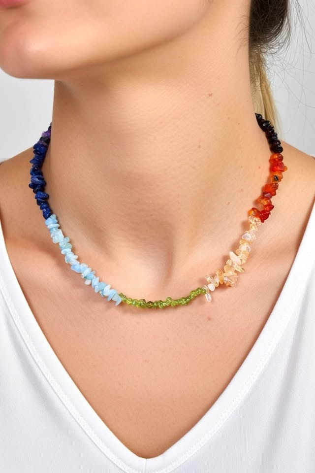 Luxe Chakra Gemstone Chip Necklace - photo 3