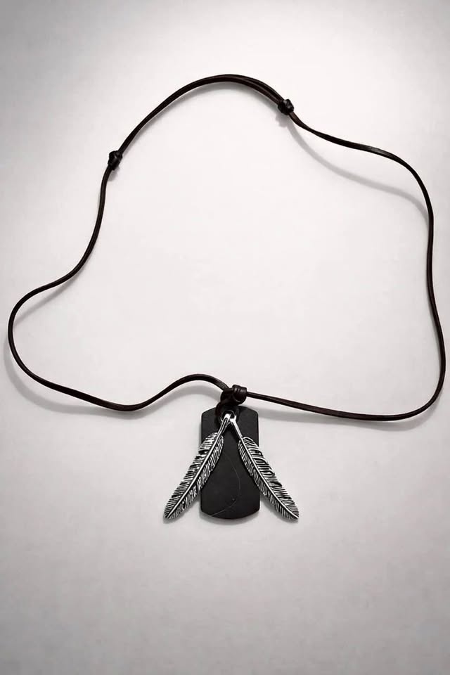 Luxe Feather & Tag Pendant Necklace