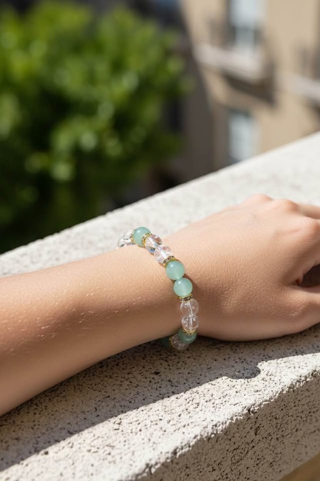 Green Aventurine Glass Bead Bracelet - photo 2