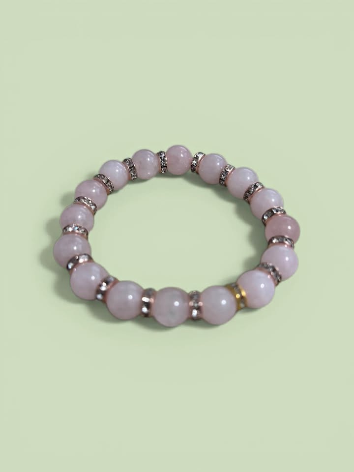 Rose Quartz Glass Bead Bracelet