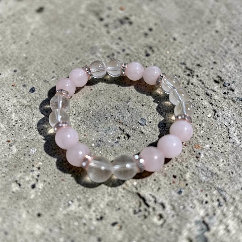 Rose Quartz & Clear Quartz Bead Bracelet