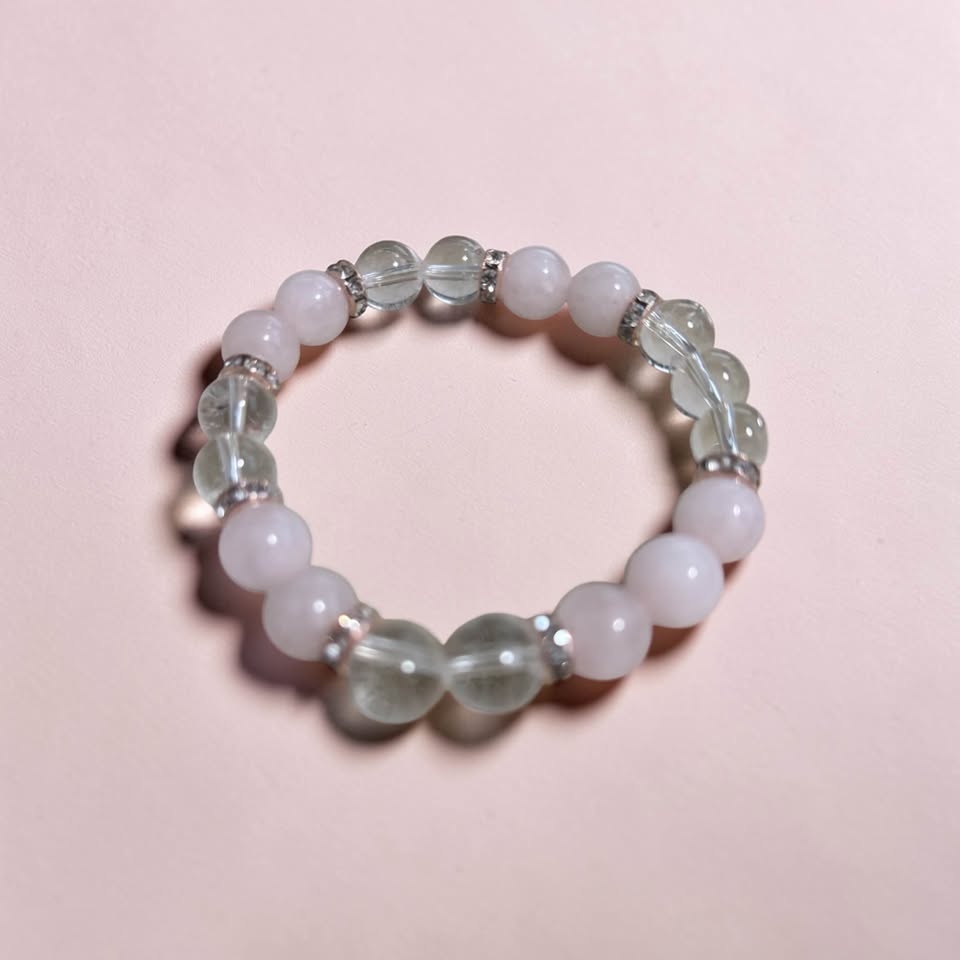 Rose Quartz & Clear Quartz Bead Bracelet - photo 2