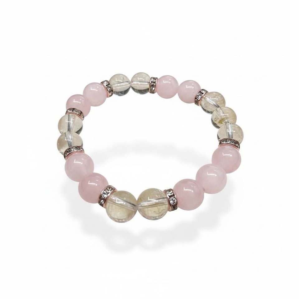 Rose Quartz & Clear Quartz Bead Bracelet - photo 4
