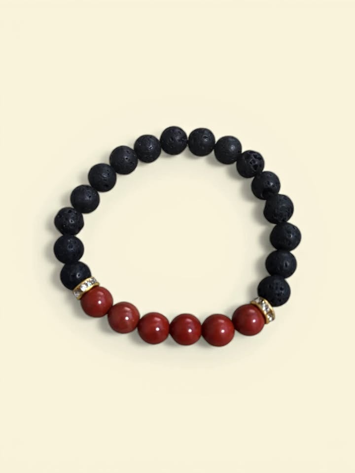 Ember Grace Harmony Bracelet — Lava & Red Jasper