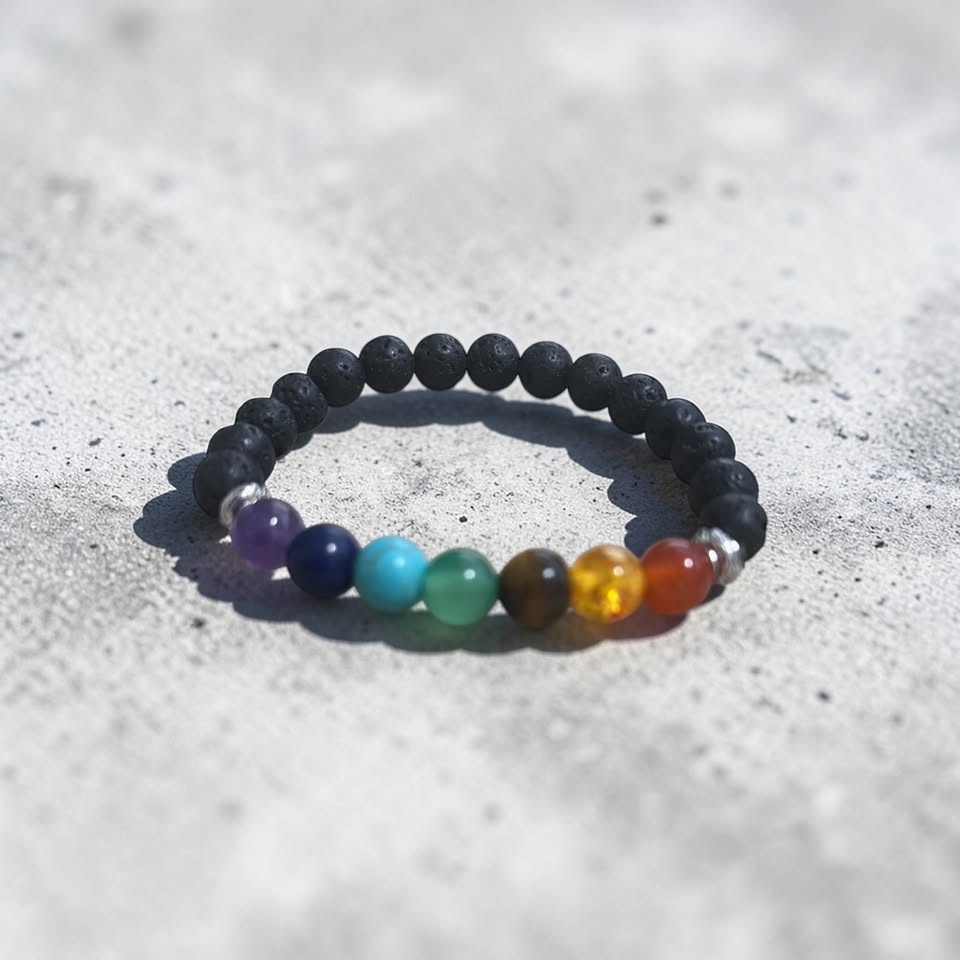 The Serenity Aura – Lava Stone & Seven‑Chakra Aromatherapy Brace - photo 2