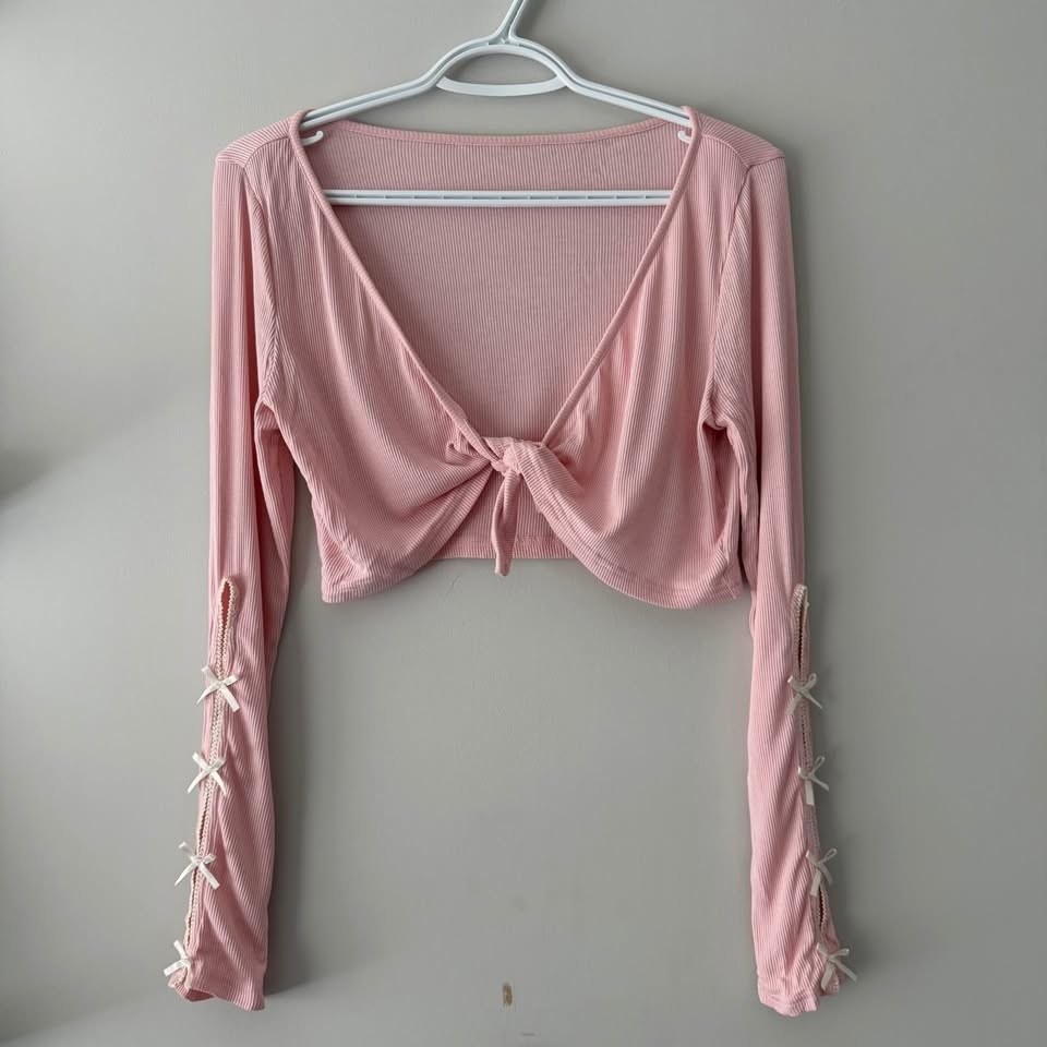 Lacemade Pink Bow Chambord Ballet Knit Cardigan - Size XL (fits - photo 3