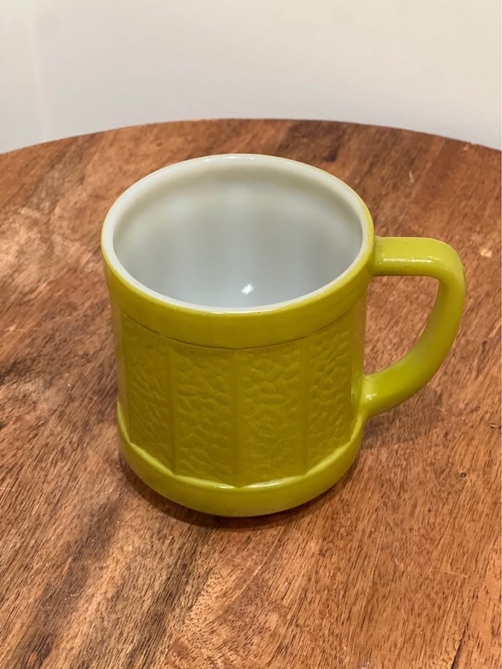 Federal Milk Glass MUG Avocado Green Panel Texture D Handle - photo 2