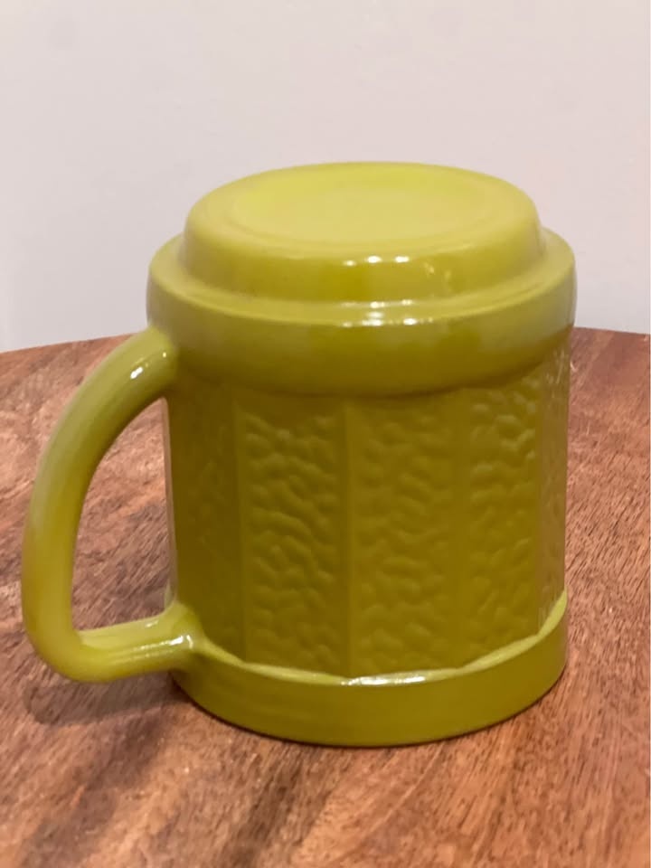 Federal Milk Glass MUG Avocado Green Panel Texture D Handle - photo 5