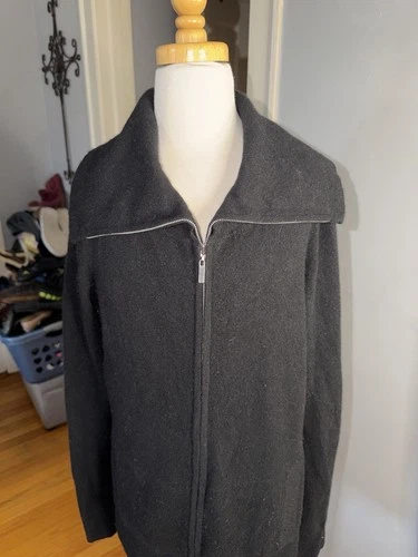 Banana Republic 100% Cashmere Black Zip-Up Jacket - Women's M