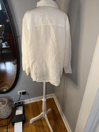 L.L. BEAN (Size XL) 100% Linen White 3/4 Sleeves Button Down Blo - photo 4