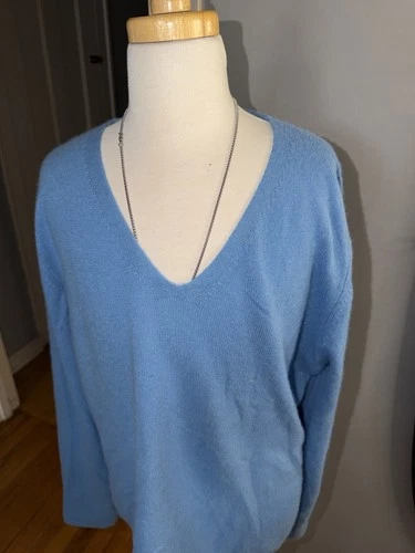 Pursuits Ltd Cashmere Chic Blue V-Neck Sweater Size L - photo 2