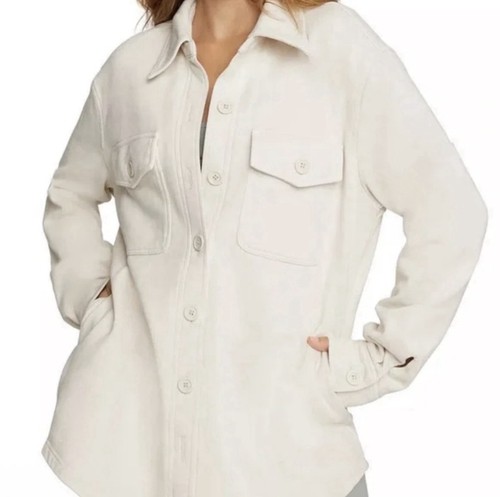 Good American Better than Leather Faux Leather Shacket Bone 1/2