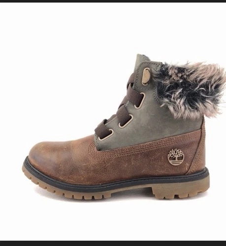 Timberland Nubuck Boots Womens Size 8 Brown Furry Leather Waterp