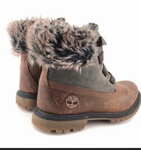 Timberland Nubuck Boots Womens Size 8 Brown Furry Leather Waterp - photo 2