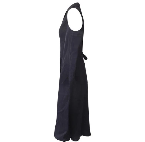 Reformation Linen Black Button-Down Midi Dress Size 12 - photo 3