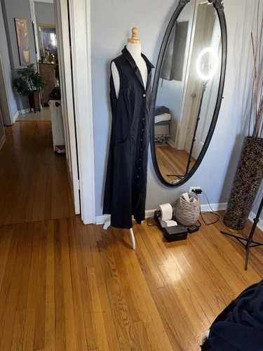 Reformation Linen Black Button-Down Midi Dress Size 12 - photo 4
