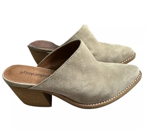 LNWOT Jeffrey Campbell Favela Mule Slides Tan Beige Pointy Toe S