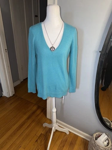 Charter Club 100% Cashmere Vibrant Blue V-Neck Sweater - photo 2