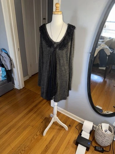 A'Reve Gray and Black Lace Midi Dress Size L