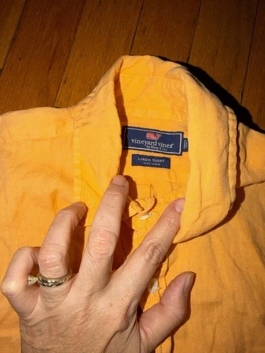 Vineyard Vines 100% Linen Men's Light Orange Button-Down Shirt - photo 3