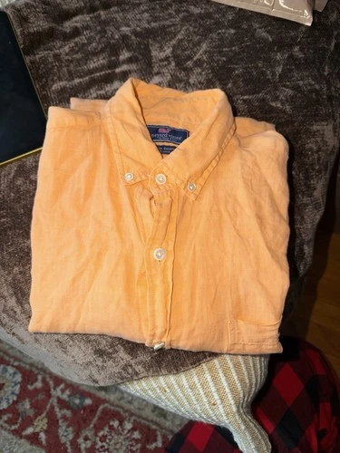 Vineyard Vines 100% Linen Men's Light Orange Button-Down Shirt - photo 4